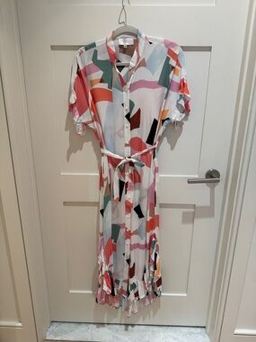 Corey Lynn Calter Abstract Print Midi Shirt Dress size XS or Small